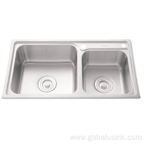 Lightweight Home Stainless Pressed Two Bowl Kitchen Sink